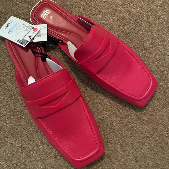 ZARA FLAT LEATHER MULES size 7.5 - Picture 6 of 8